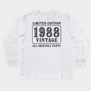 All original parts vintage 1988 limited edition birthday Kids Long Sleeve T-Shirt